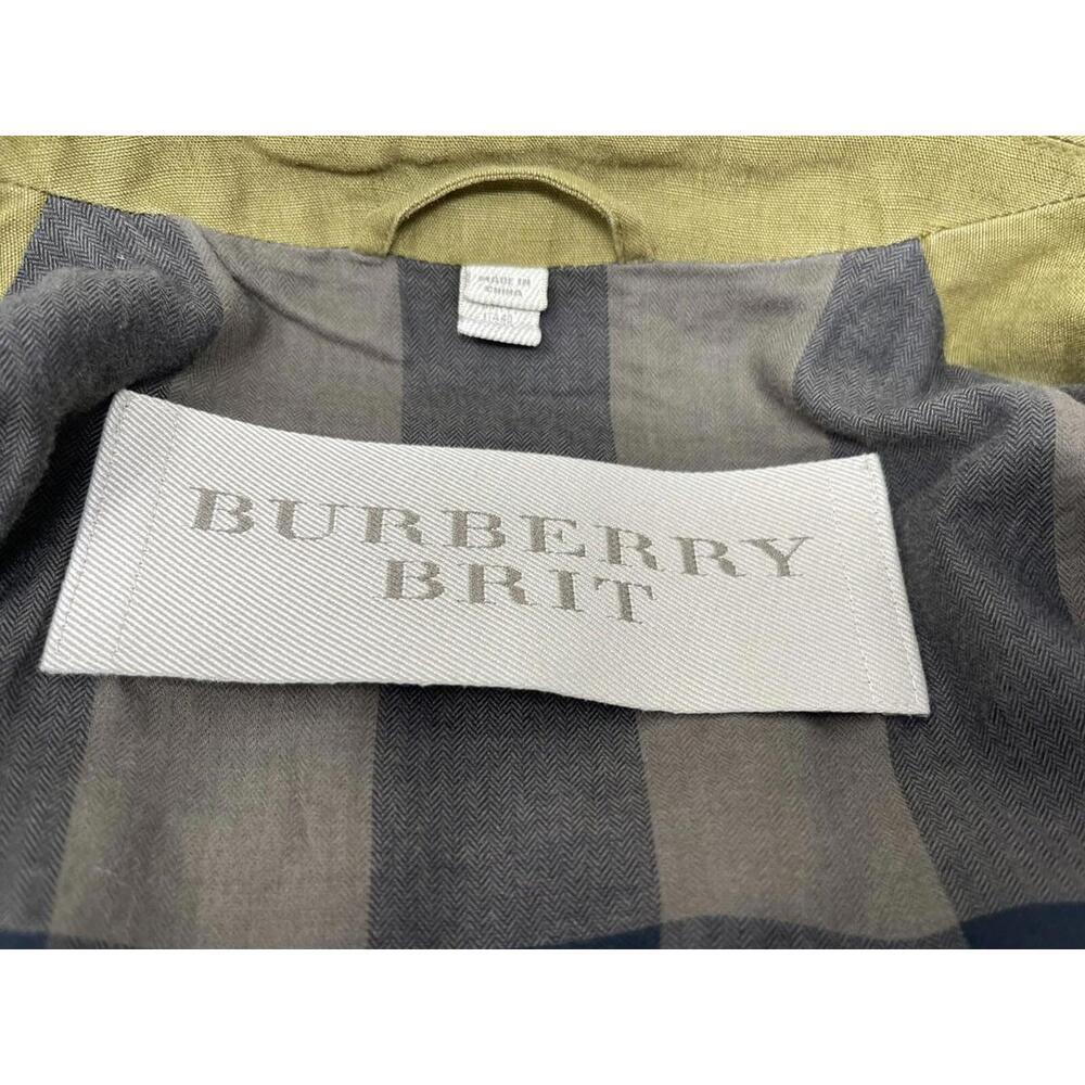 Burberry Brit Olive Green Linen Moto Biker Leather Jacket Size US6 MSRP $1250 - Picture 8 of 15